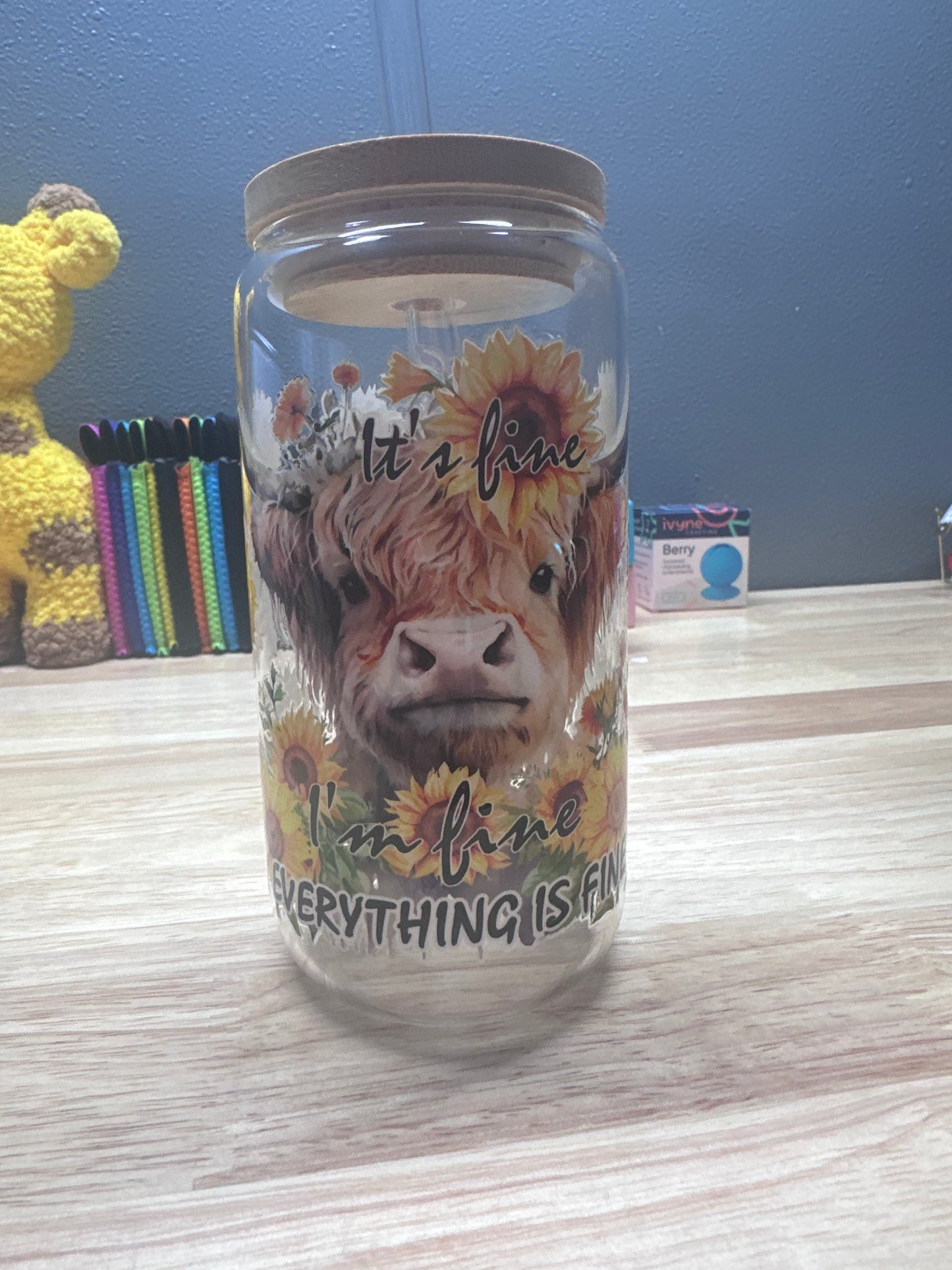 Everything is Fine! glass tumbler